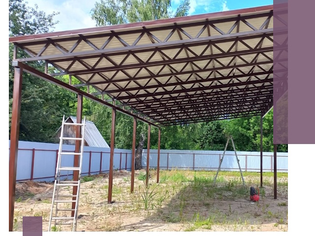 Односкатные навесы под ключ в Медногорске — изготовление и монтаж