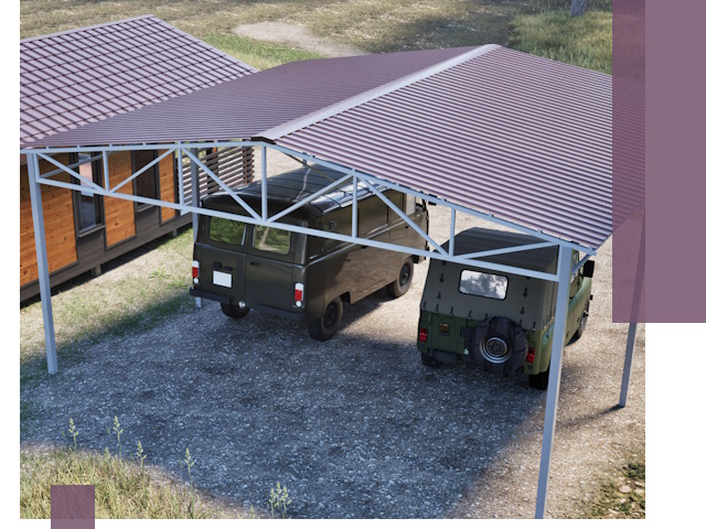 Двускатные навесы под ключ в Медногорске — изготовление и монтаж